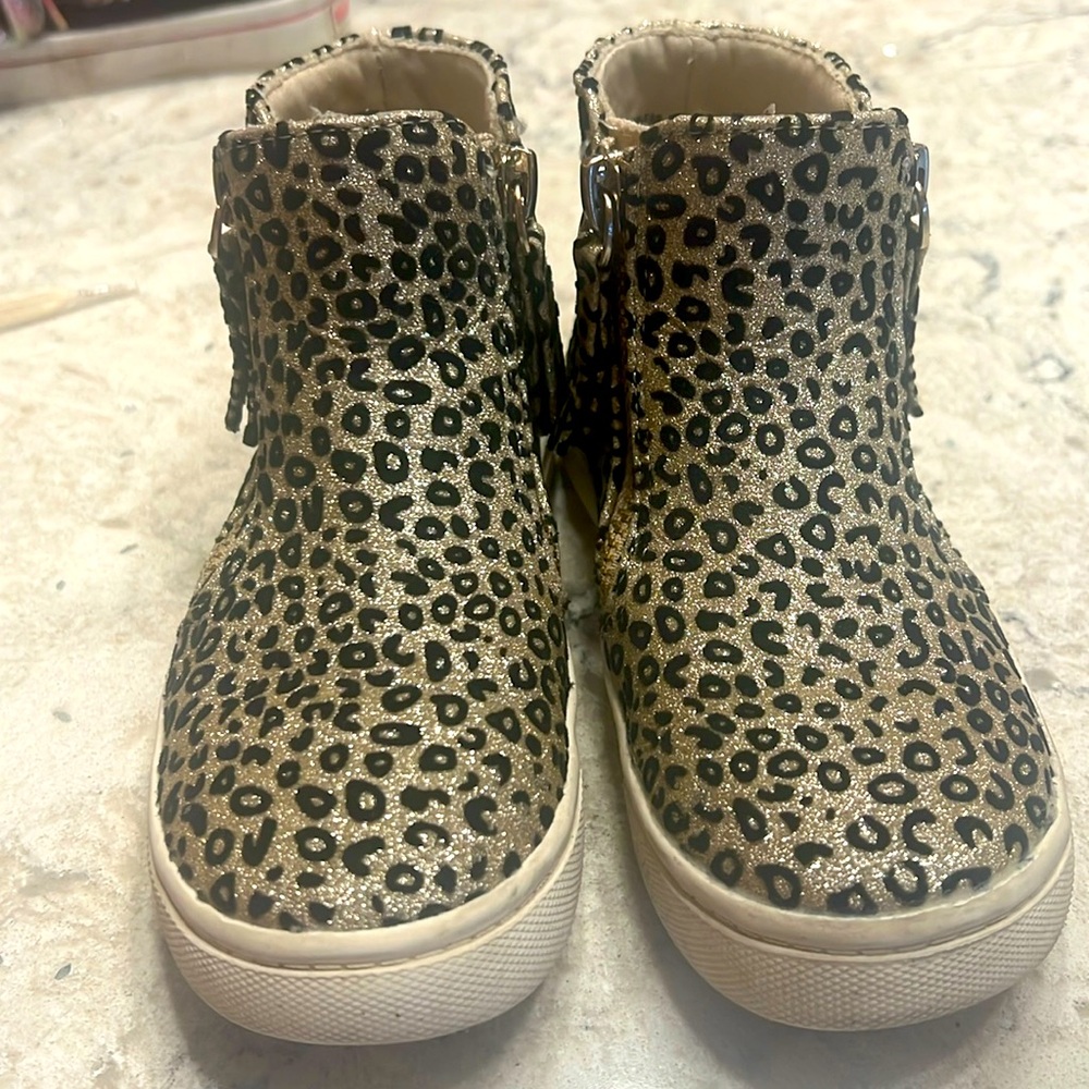 Harper Canyon Black and Gold Leopard Kids Boots